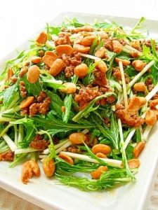 水菜とドライ納豆のサラダ楽天レシピ