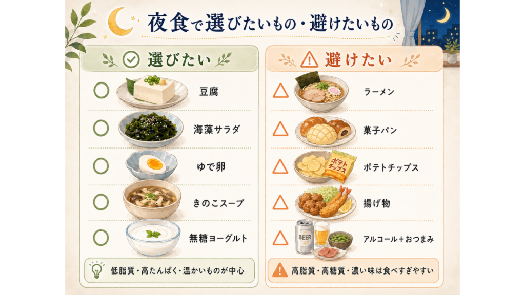 ダイエット中の夜食で避けたいもの