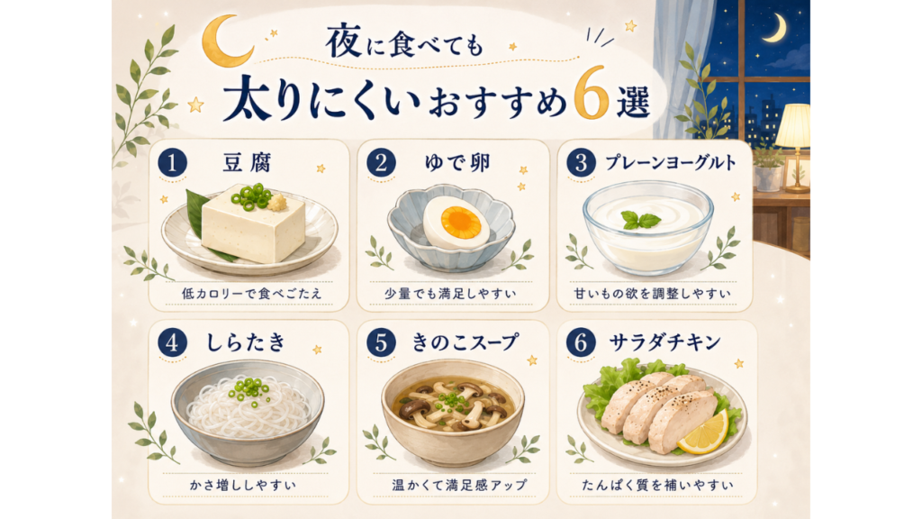 夜に食べても太りにくいものランキング