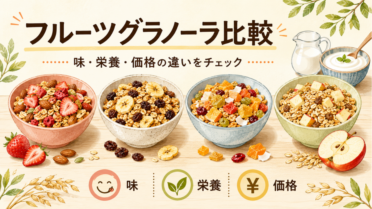 フルーツグラノーラを比較！主要4ブランドの味・栄養・価格の違いと選び方
