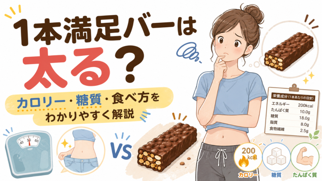 1本満足バーは太る？カロリー・糖質・プロテインを比較！間食と置き換えで後悔しない方法