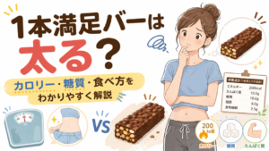 1本満足バーは太る？カロリー・糖質・プロテインを比較！間食と置き換えで後悔しない方法