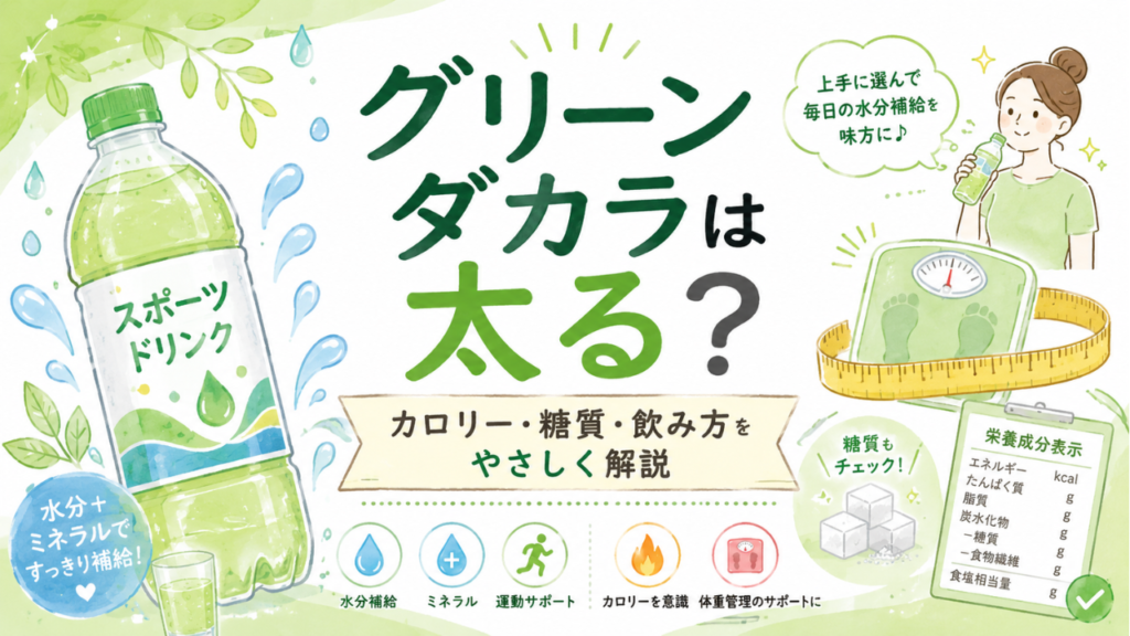 グリーンダカラは太る？カロリー・糖質・砂糖を検証！毎日飲む量と選び方を解説